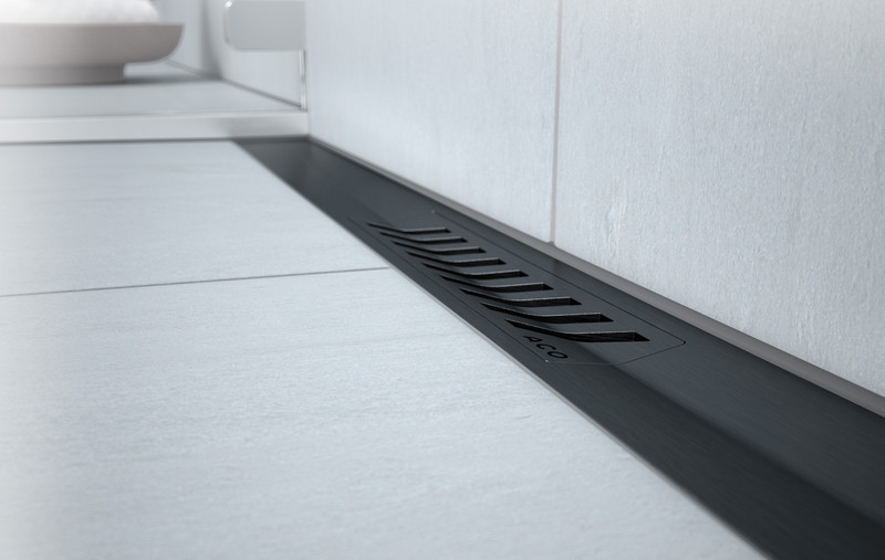 ShowerDrain Splus Black Design Stripes