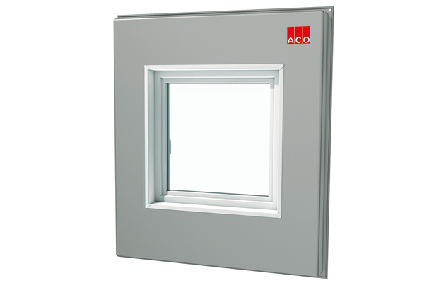 Produktabbildung ACO Therm Block Montagedämmplatte mit integriertem hochwasserdichtem Dreh-Kippflügel Fenster für die druckwasserdichte Lichtschachtmontage