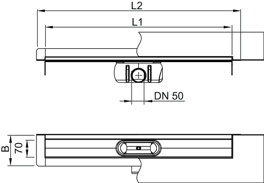 ACO ShowerDrain Cplus PU50 Stenova Priruba Vykres